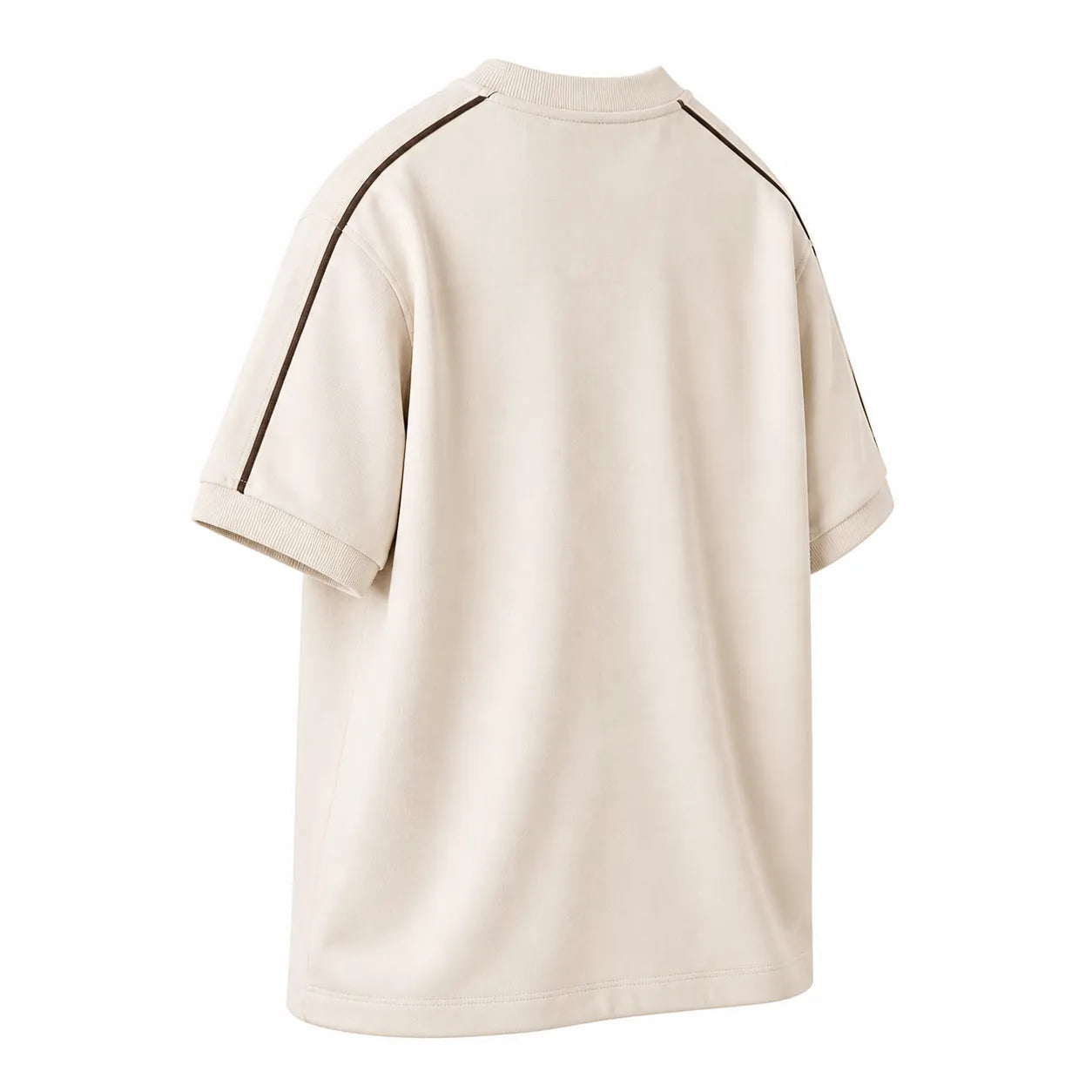 Park Souvenirs Gifts Fashion Beige Crew Neck T-Shirt – Clean Stripe Detail Only (M)