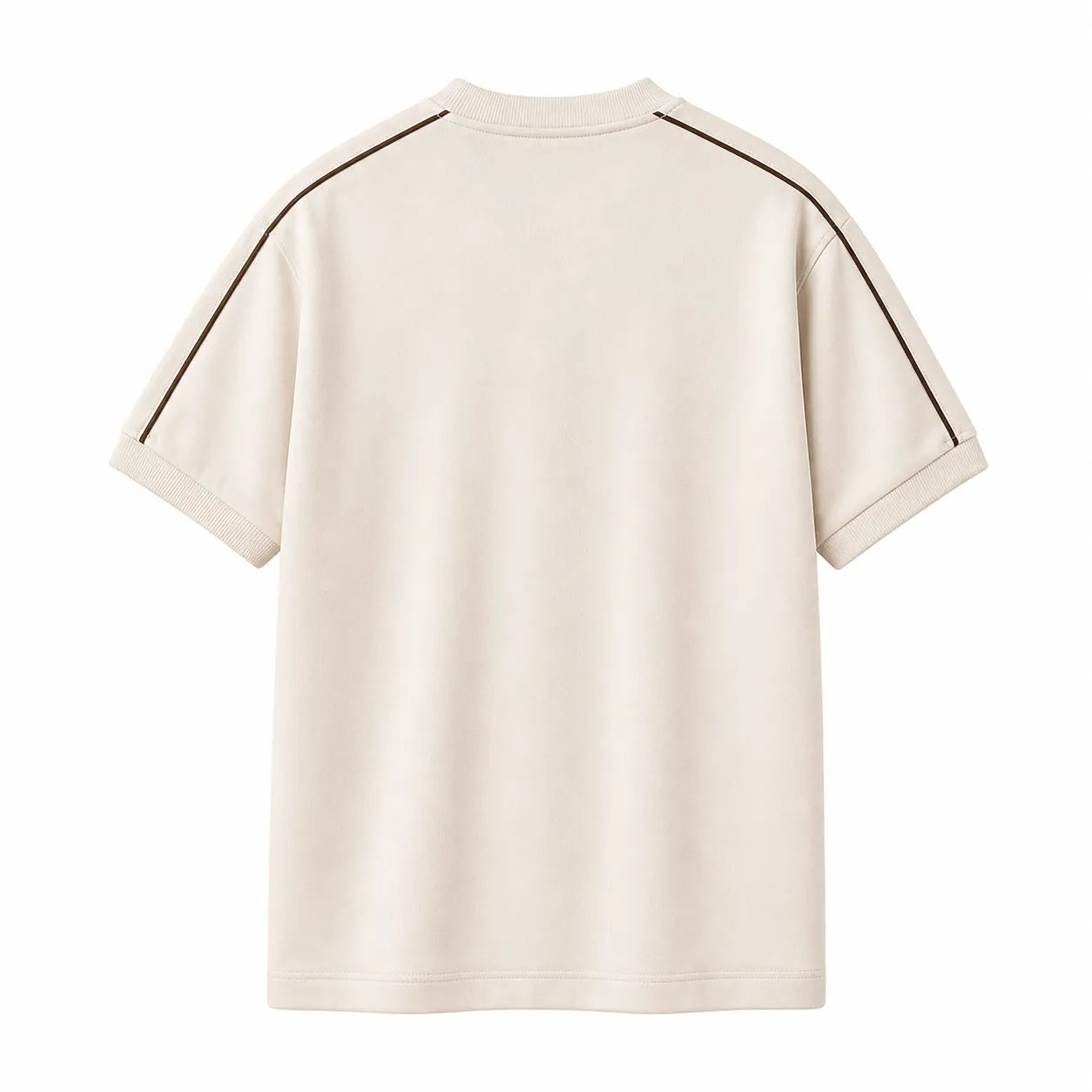 Park Souvenirs Gifts Fashion Beige Crew Neck T-Shirt – Clean Stripe Detail Only (M)